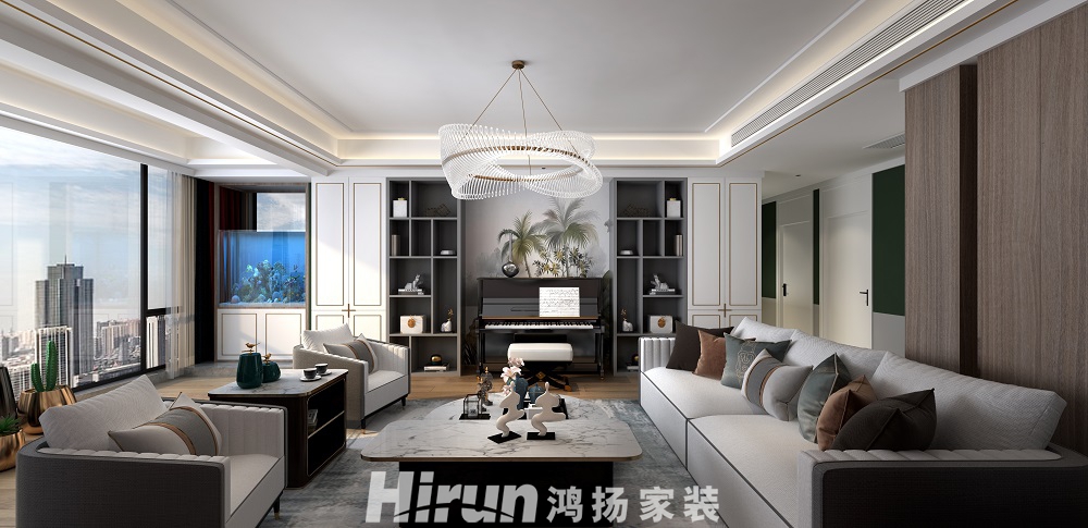 金茂灣140㎡雅致現(xiàn)代四居室 裝修案例效果圖-2