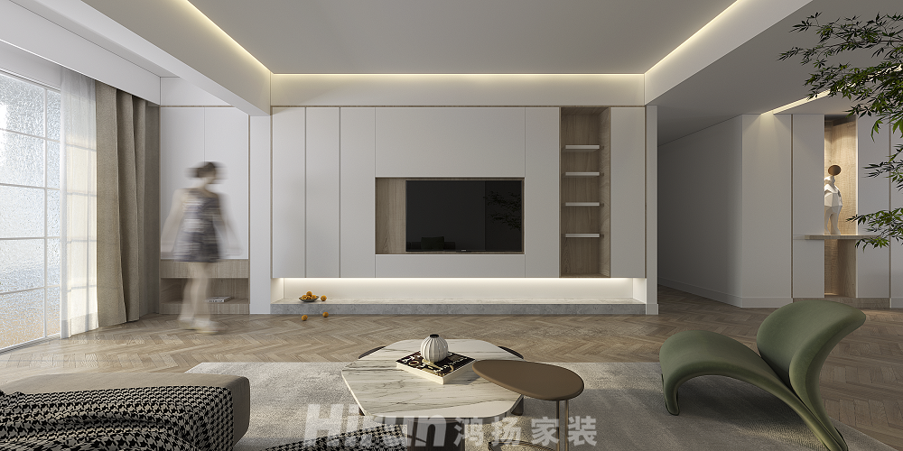 潤(rùn)和長(zhǎng)郡170㎡雅致現(xiàn)代四居室 裝修案例效果圖-3