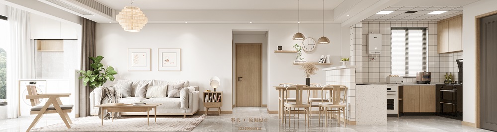 中建大公館99㎡北歐之光二居室 裝修案例效果圖-客餐廳2-外發(fā)