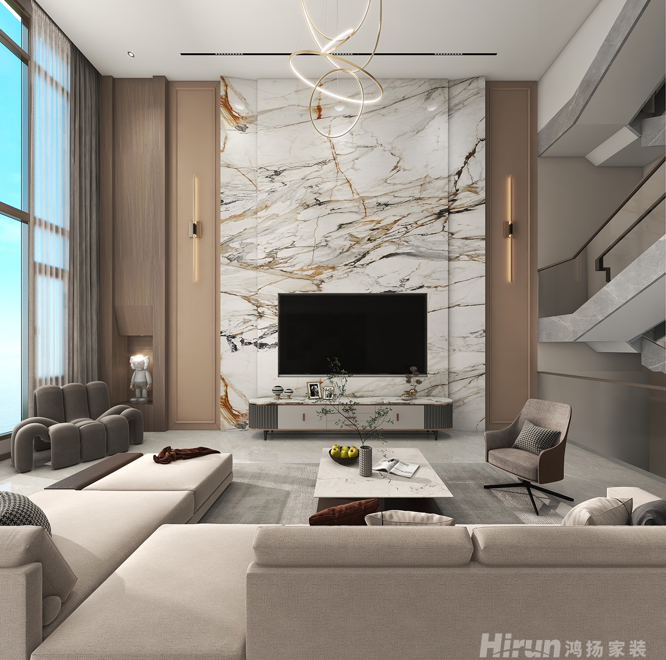 吉興路自建復式250㎡雅致現(xiàn)代復式 裝修案例效果圖-4