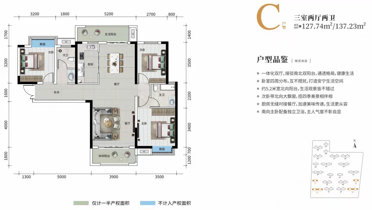 長(zhǎng)房寧都公館 C戶型 127/137㎡