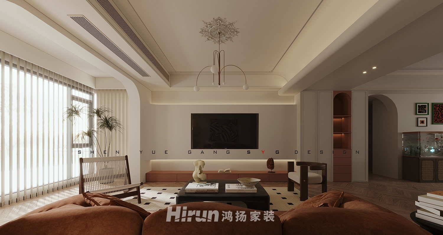西城龍庭120㎡復(fù)古風(fēng)潮二居室 裝修案例效果圖-1