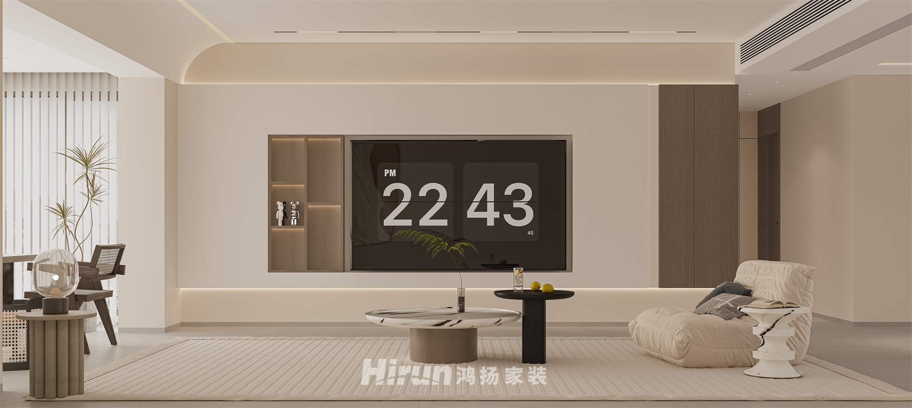 湘江一號(hào)208㎡優(yōu)雅繽紛大平層 裝修案例效果圖-2