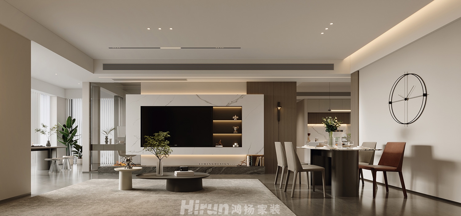 金土地第一灣225㎡雅致現代大平層 裝修案例效果圖-1
