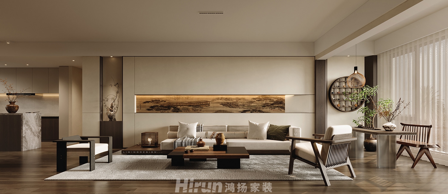 建發玖洲和璽148㎡復合寫意四居室 裝修案例效果圖-1