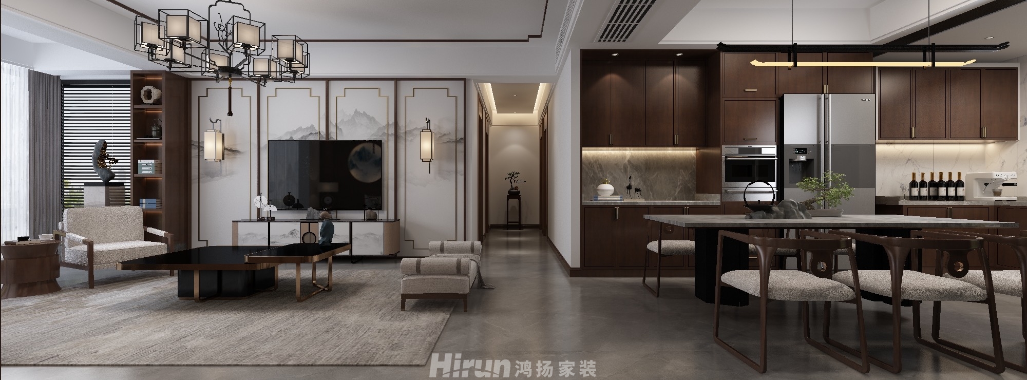銀港國際140㎡復(fù)合寫意四居室 裝修案例效果圖-1