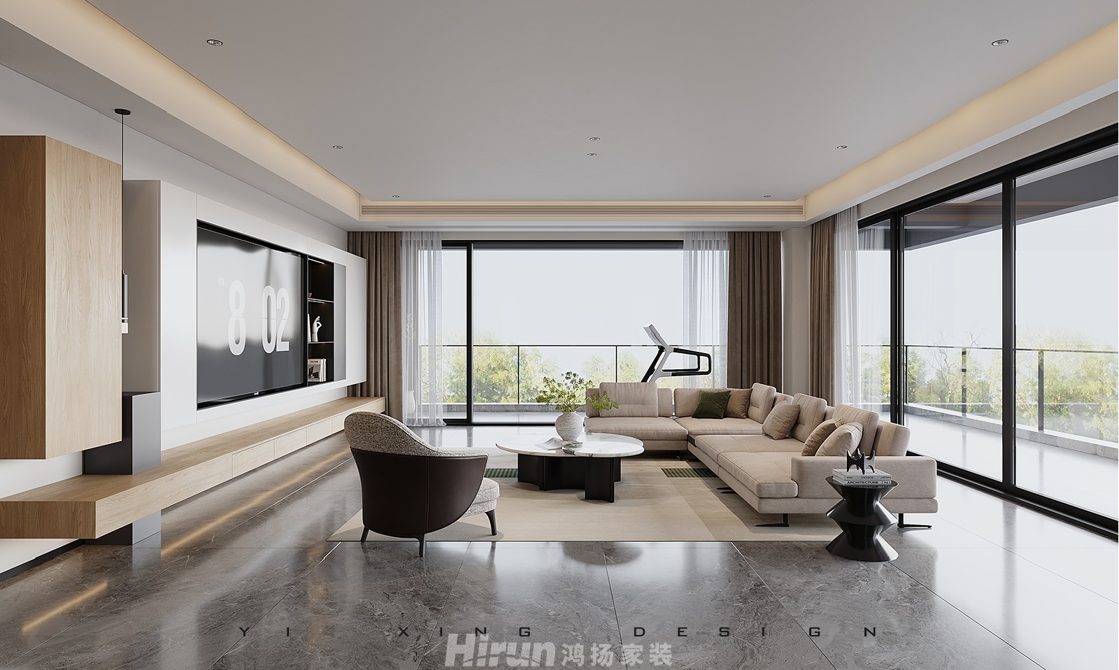 萬科森林公園260㎡雅致現(xiàn)代大平層 裝修案例效果圖-1