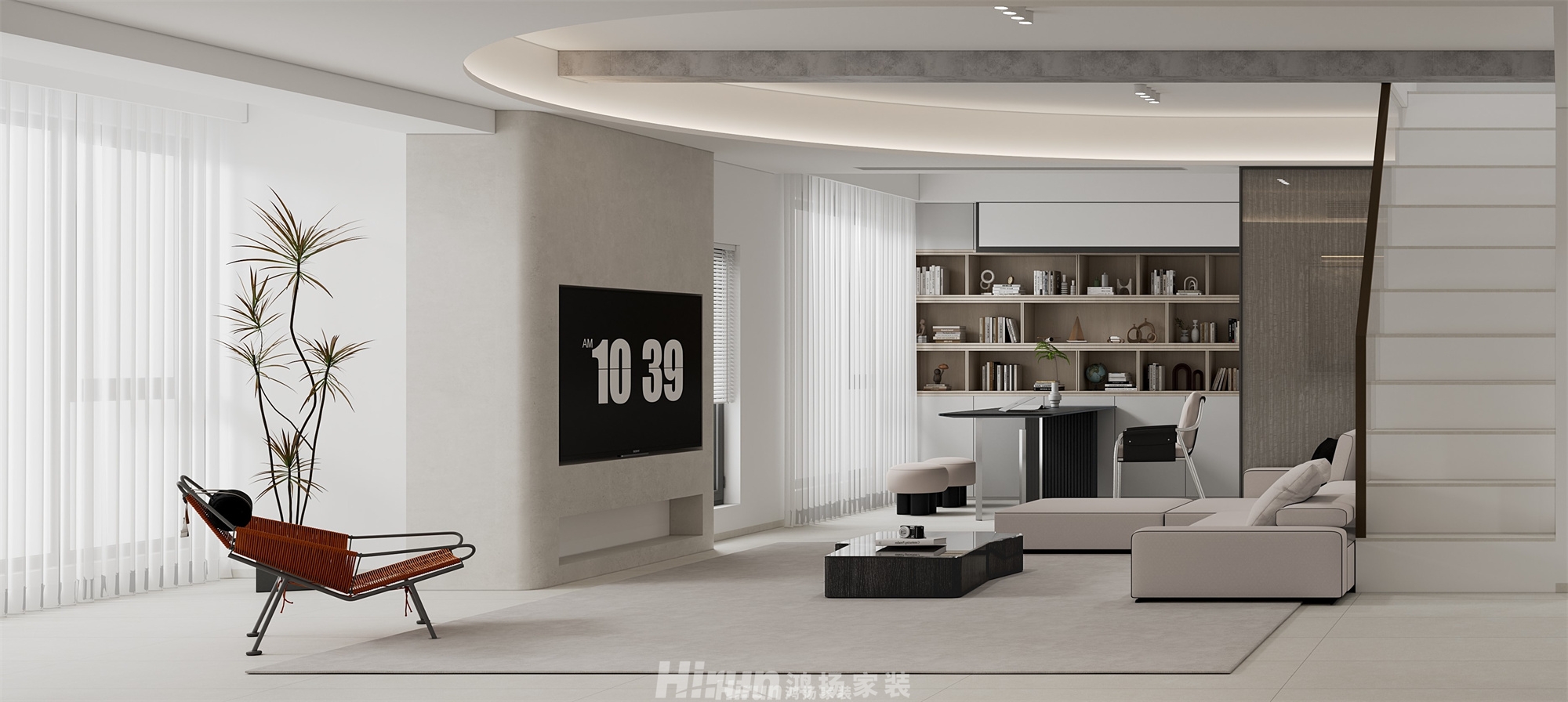 東宸上品180㎡雅致現(xiàn)代復(fù)式 裝修案例效果圖-2