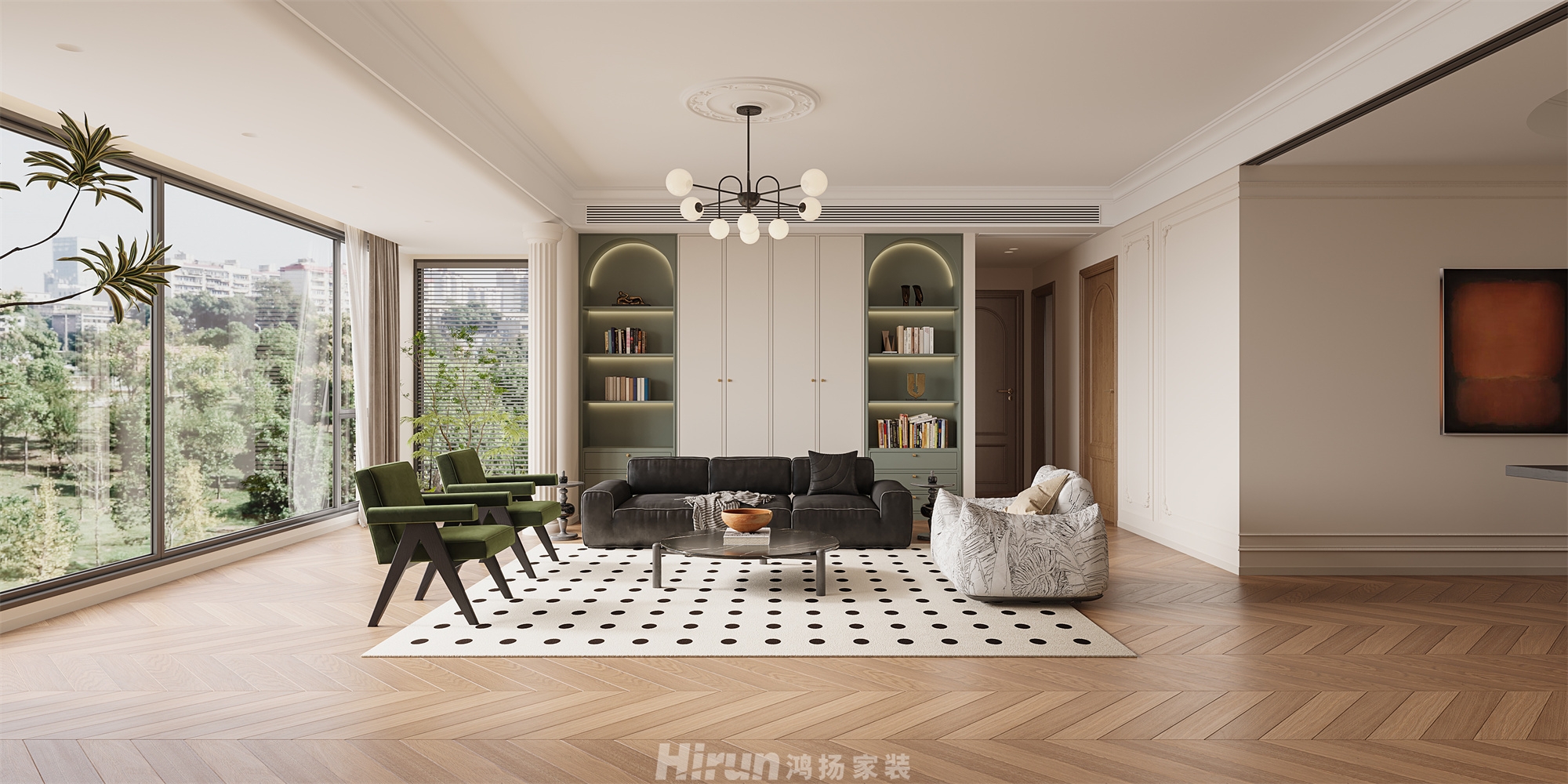 中建鈺和城166㎡復(fù)古風潮四居室 裝修案例效果圖-2
