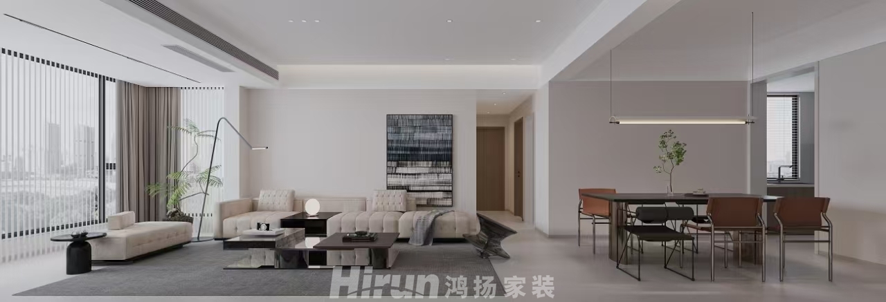 金河灣139㎡雅致現代四居室 裝修案例效果圖-1