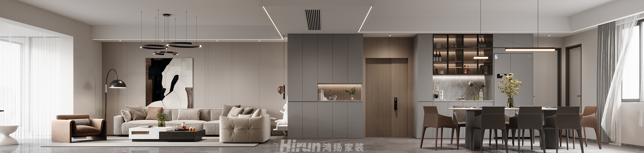 潤沁園（舊房改造）180㎡雅致現代四居室 裝修案例效果圖-1