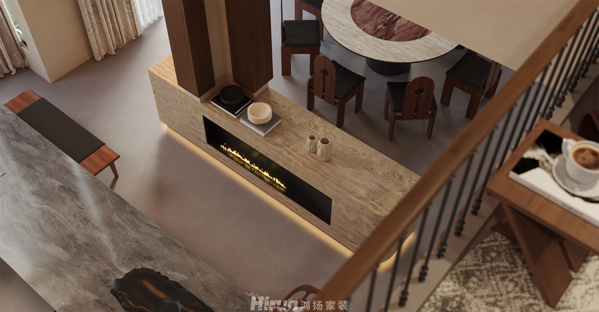 珊瑚灣900㎡復古風潮別墅 裝修案例效果圖-2