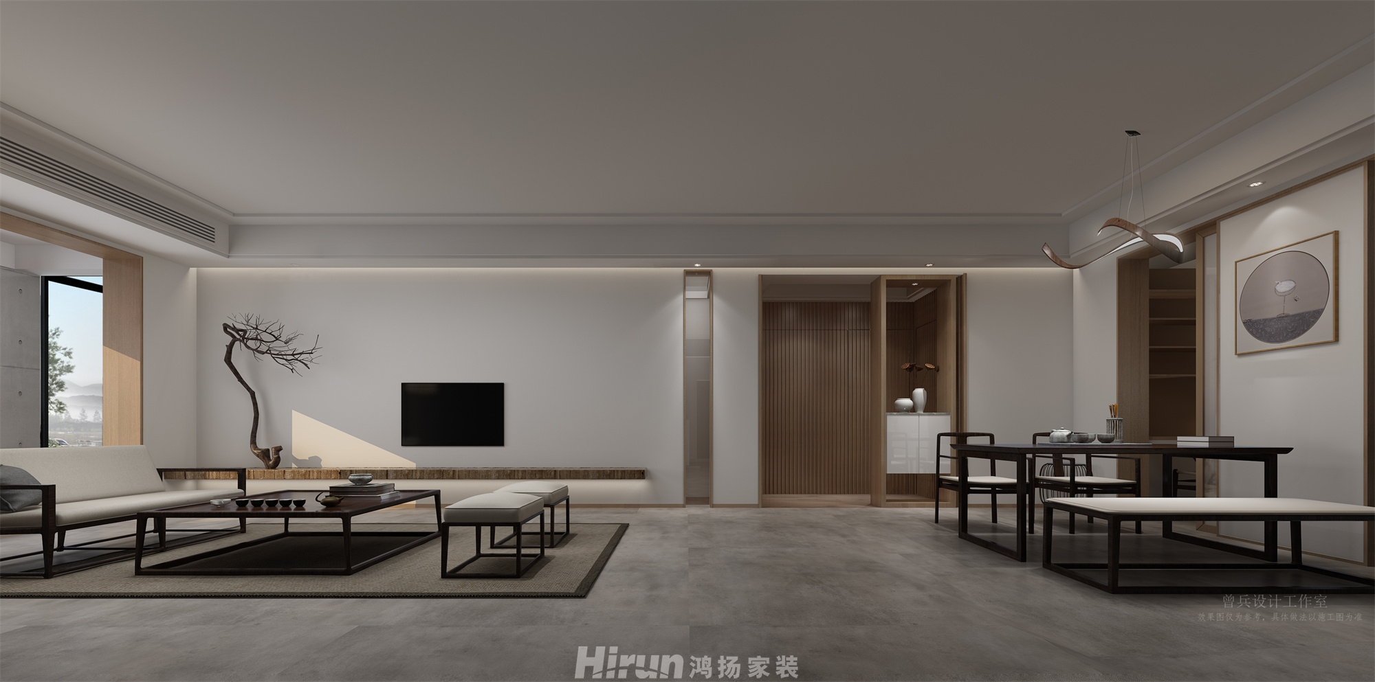 五礦萬(wàn)境水岸180㎡意境東方復(fù)式 裝修案例效果圖-3