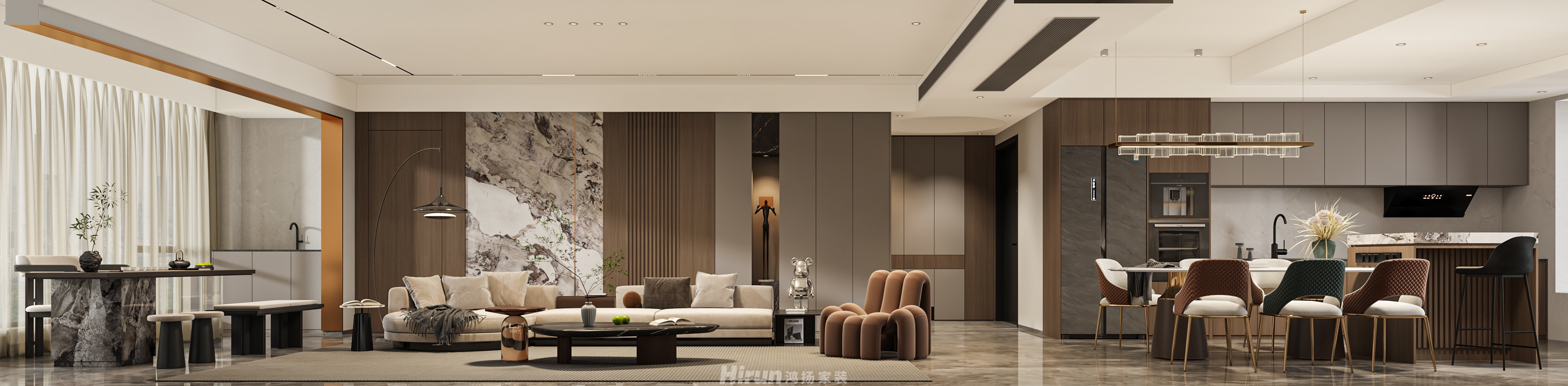 建發(fā)玖洲和璽208㎡北歐之光大平層 裝修案例效果圖-12
