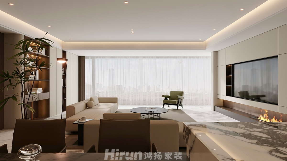 濱江境200㎡雅致現代四居室 裝修案例效果圖-2