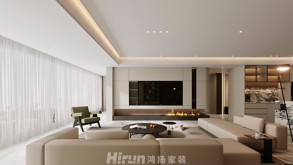 濱江境200㎡雅致現代四居室 裝修案例效果圖-3