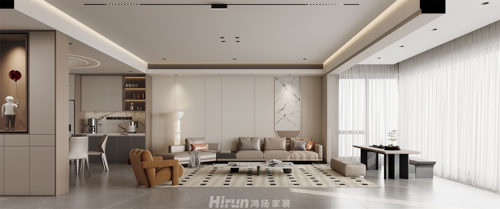 麓湖郡320㎡雅致現代疊墅 裝修案例效果圖-1