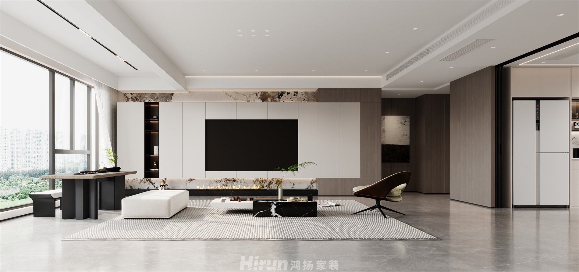 秀峰一品200㎡雅致現(xiàn)代大平層 裝修案例效果圖-1