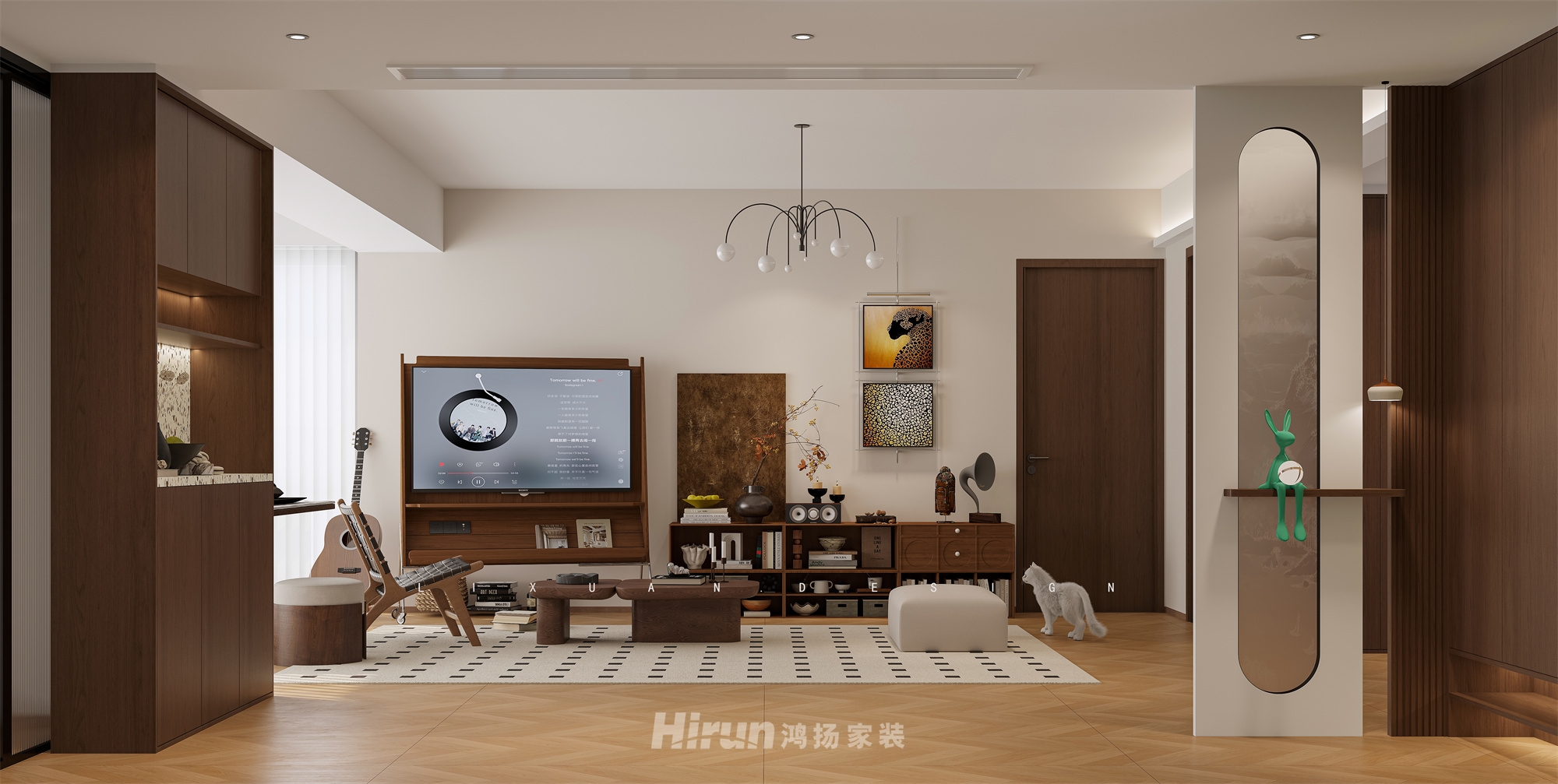 云頂梅溪湖140㎡復(fù)古風(fēng)潮四居室 裝修案例效果圖-5