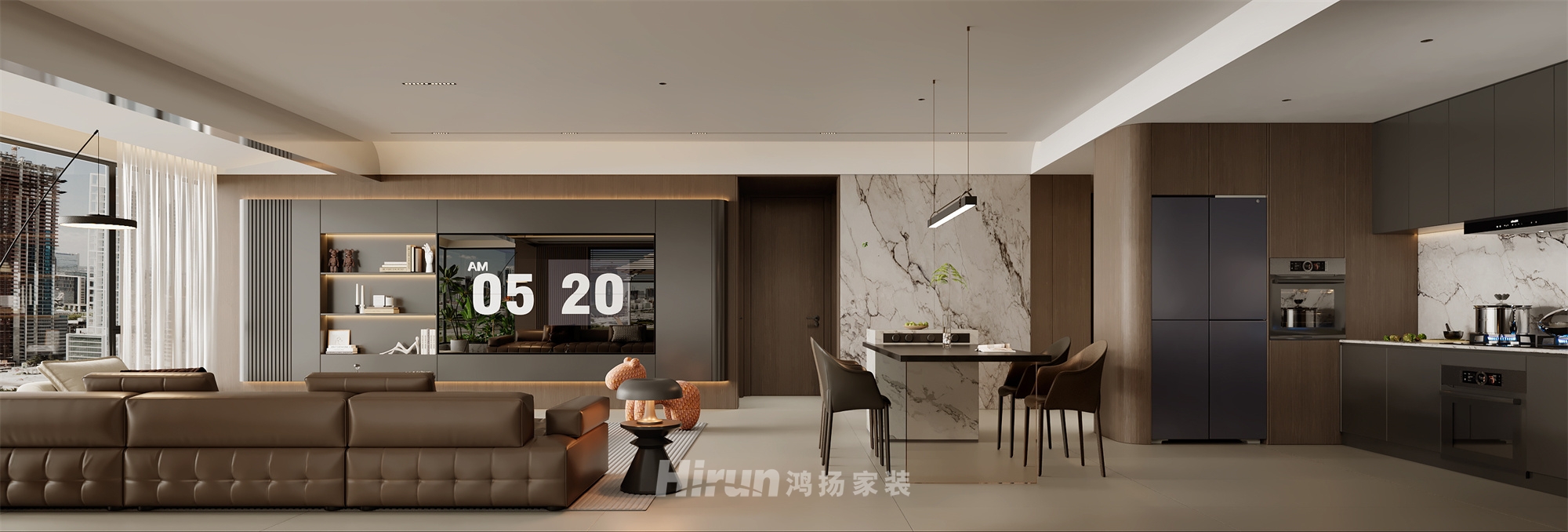 建發央著160㎡新裝飾主義四居室 裝修案例效果圖-2