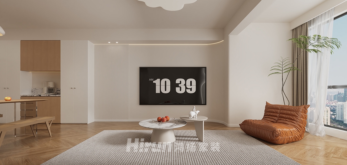 美墅灣128㎡北歐之光三居室 裝修案例效果圖-3