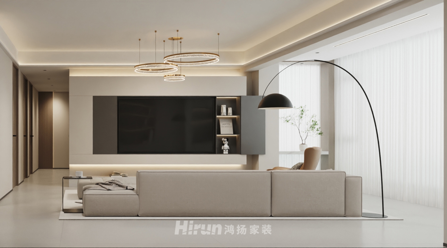 碧桂園博翠梅溪130㎡雅致現(xiàn)代三居室 裝修案例效果圖-1