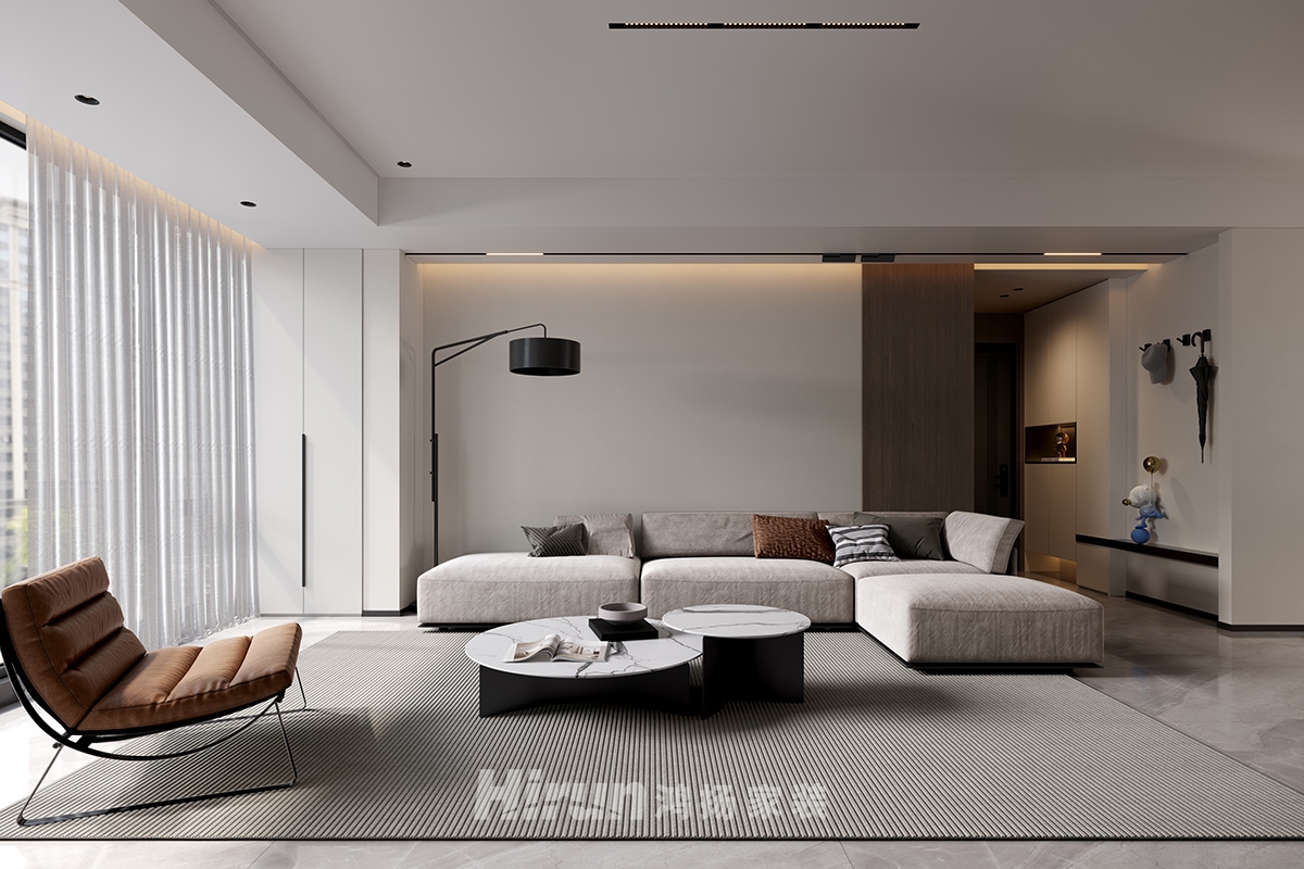 學府港灣138㎡雅致現代三居室 裝修案例實景圖-1