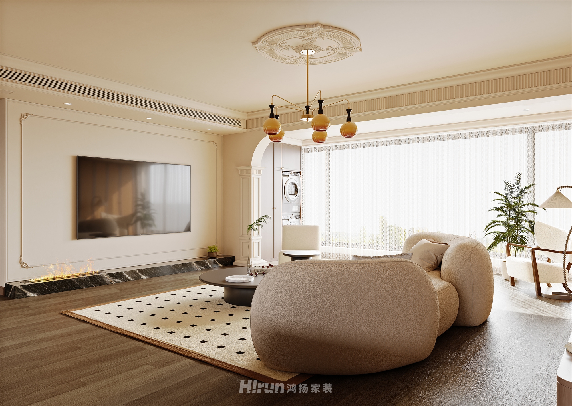 陽光城146㎡復(fù)古風(fēng)潮四居室 裝修案例效果圖-10