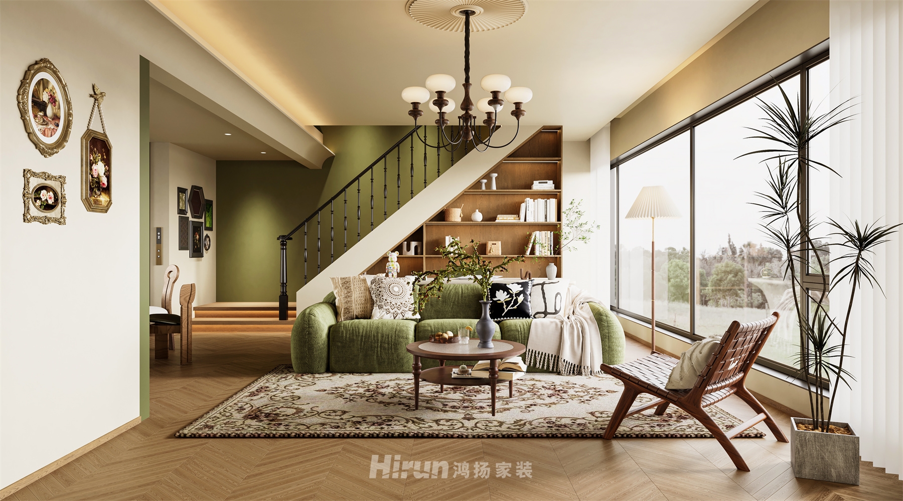 玖龍臺160㎡復古風潮復式 裝修案例效果圖-4