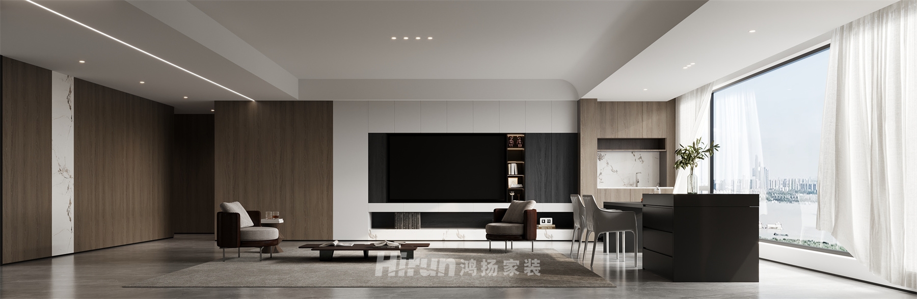 建發(fā)合著180㎡雅致現(xiàn)代四居室 裝修案例效果圖-1