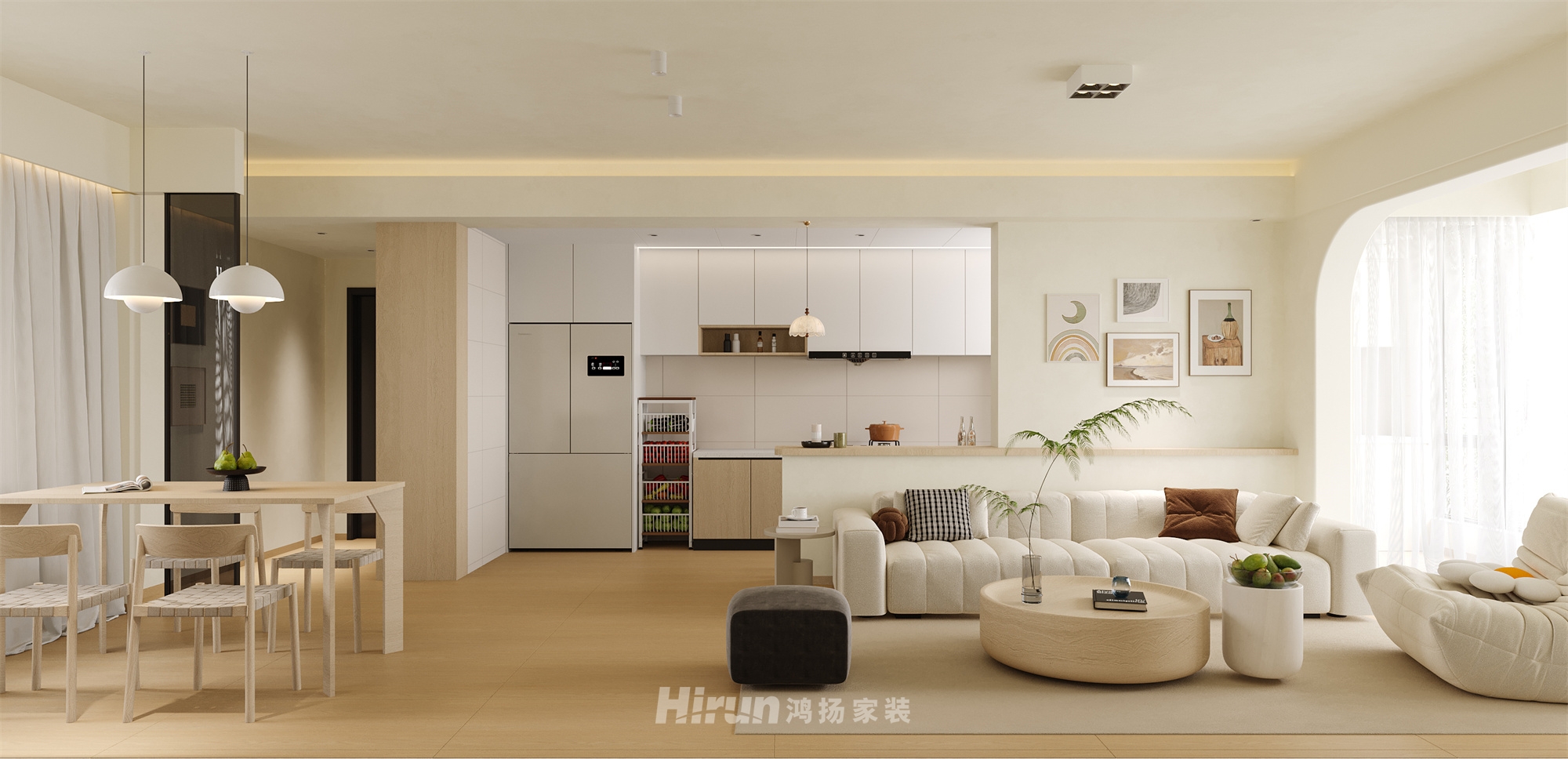 恒大中央廣場116㎡北歐之光三居室 裝修案例效果圖-2