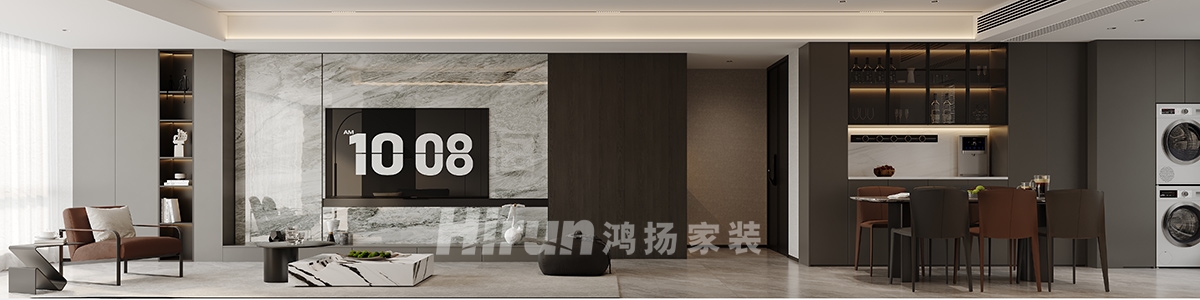 長(zhǎng)沙潤(rùn)府189㎡雅致現(xiàn)代四居室 裝修案例效果圖-4