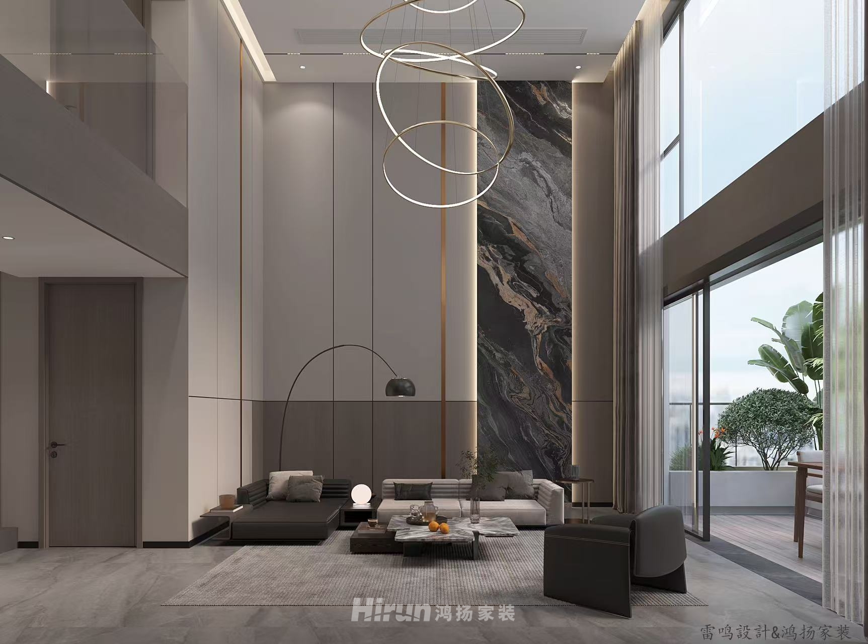 匯景華府200㎡雅致現(xiàn)代復(fù)式 裝修案例效果圖-6