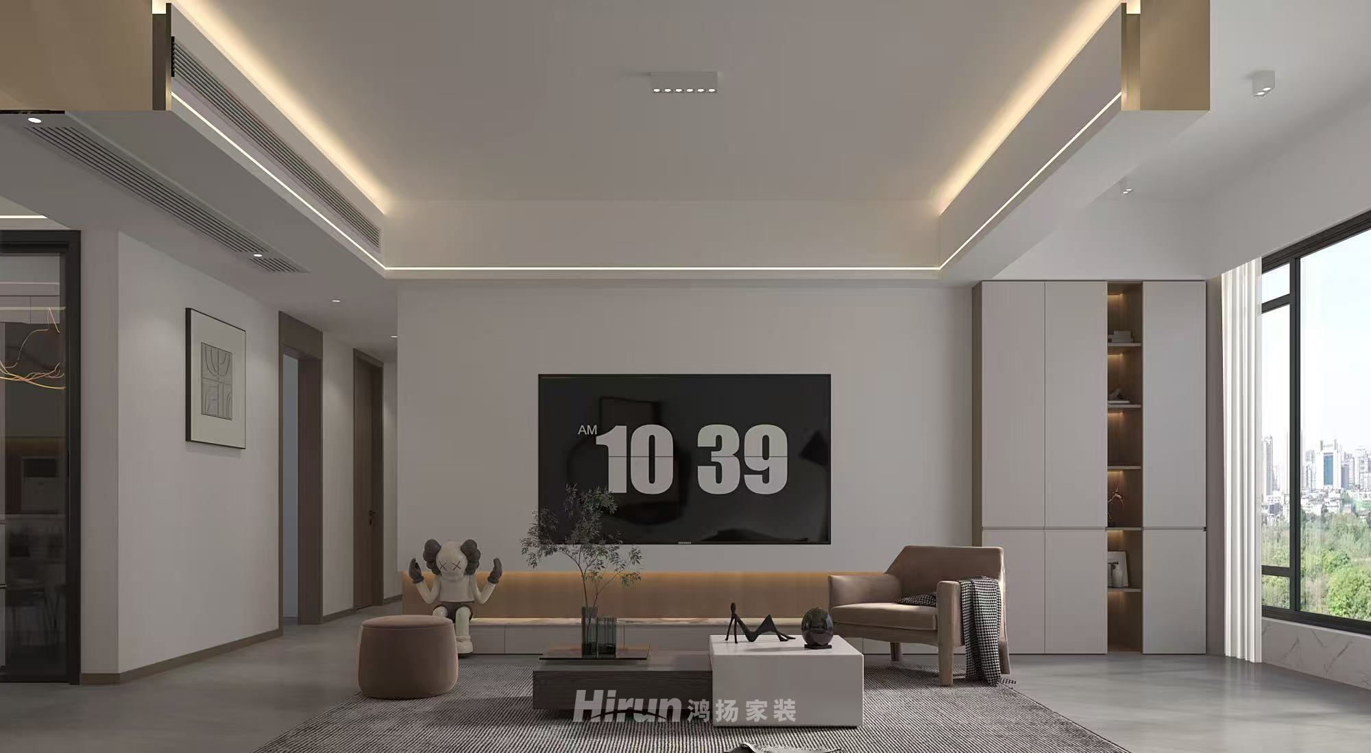 桃誠外灘140㎡雅致現(xiàn)代四居室 裝修案例效果圖-1