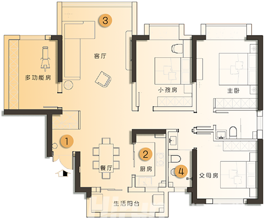 156㎡北歐風(fēng)四居室，LDK格局，原木地板通鋪，全屋簡(jiǎn)單清爽，愛了！